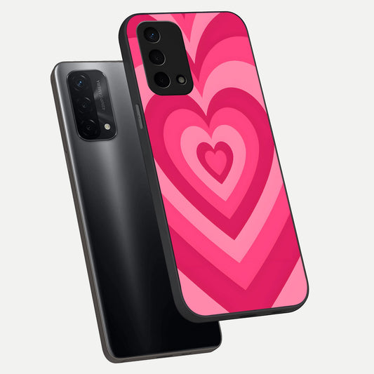 Layered Love Hearts phone case For Oppo A74 5G showing premium glass back cover with detailed artwork
