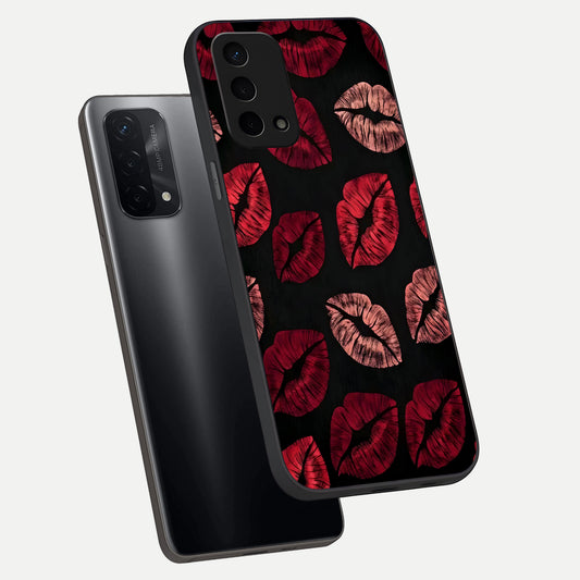 Midnight Kiss Love phone case For Oppo A74 5G showing premium glass back cover with detailed artwork