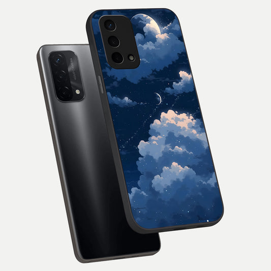Moon Dream Haze phone case For Oppo A74 5G showing premium glass back cover with detailed artwork