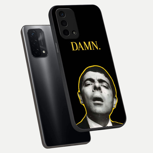 Mr Bean Damn phone case For Oppo A74 5G showing premium glass back cover with detailed artwork