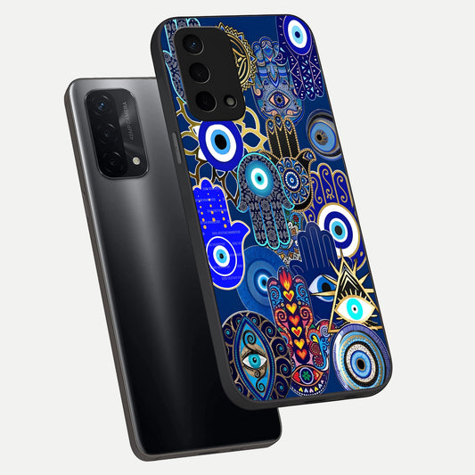 Mystic Palm Guard phone case For Oppo A74 5G showing premium glass back cover with detailed artwork