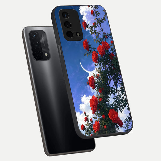 Rose Drift Flowers phone case For Oppo A74 5G showing premium glass back cover with detailed artwork
