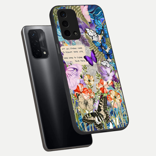 Storm Path Bloom phone case For Oppo A74 5G showing premium glass back cover with detailed artwork