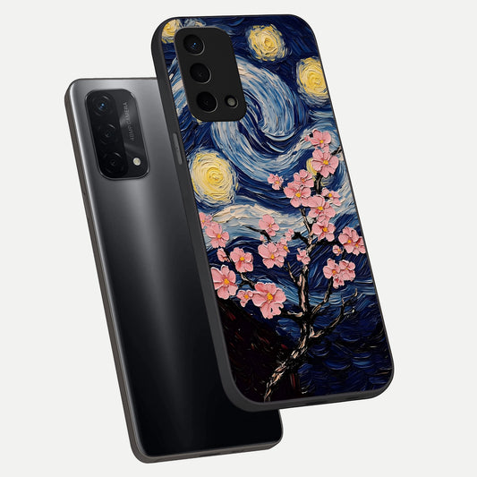 Van Gogh Scenery phone case For Oppo A74 5G showing premium glass back cover with detailed artwork