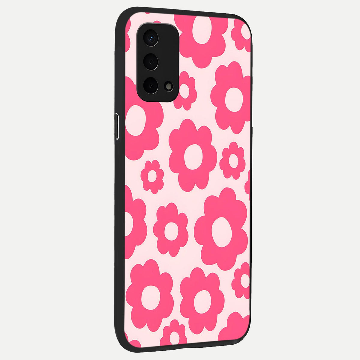 Blush Flower Pop back cover For Oppo A74 5G slim fit glass case with vibrant aesthetic design