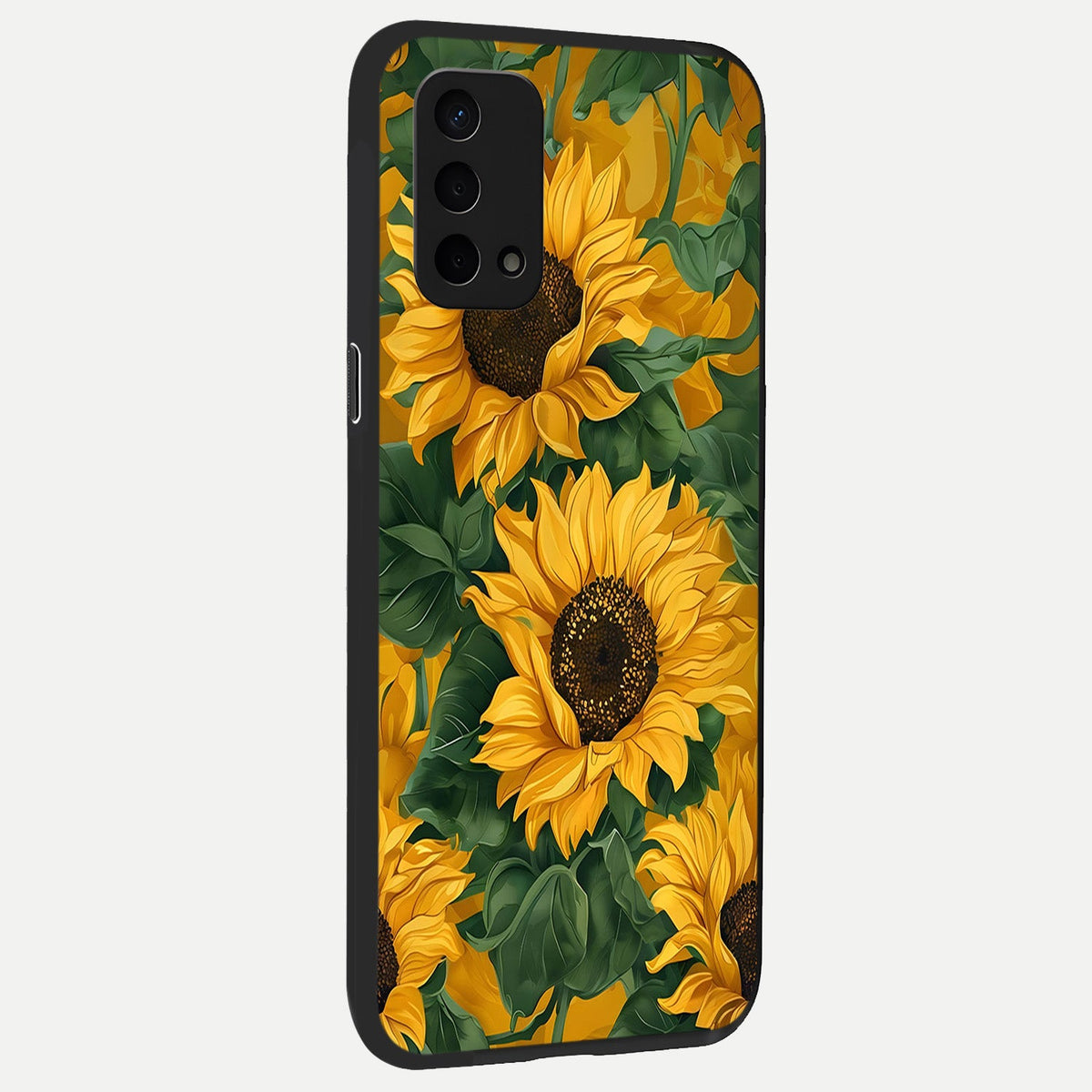 Bright Sunflower Bloom back cover For Oppo A74 5G slim fit glass case with vibrant aesthetic design