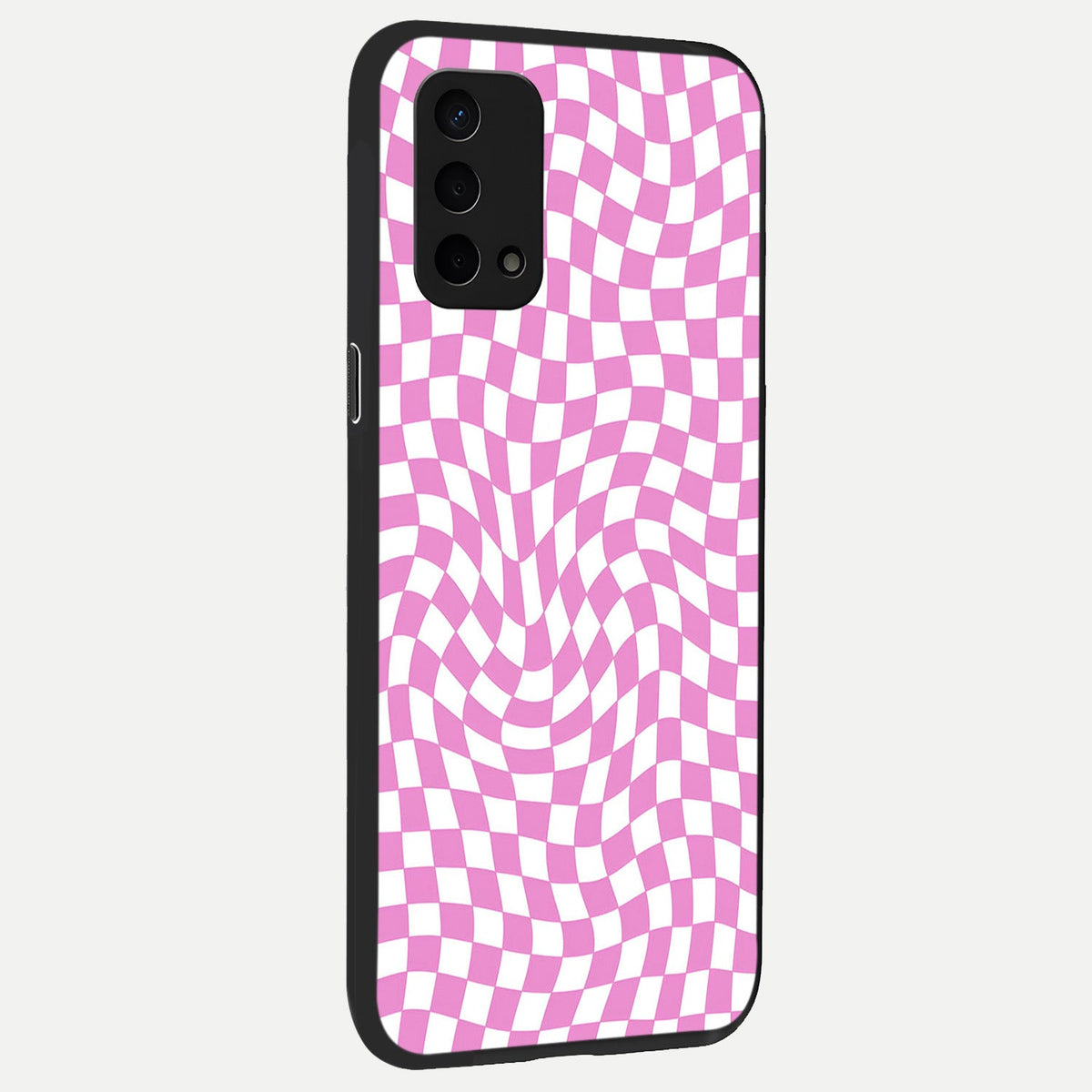 Bubblegum Check Wave back cover For Oppo A74 5G slim fit glass case with vibrant aesthetic design
