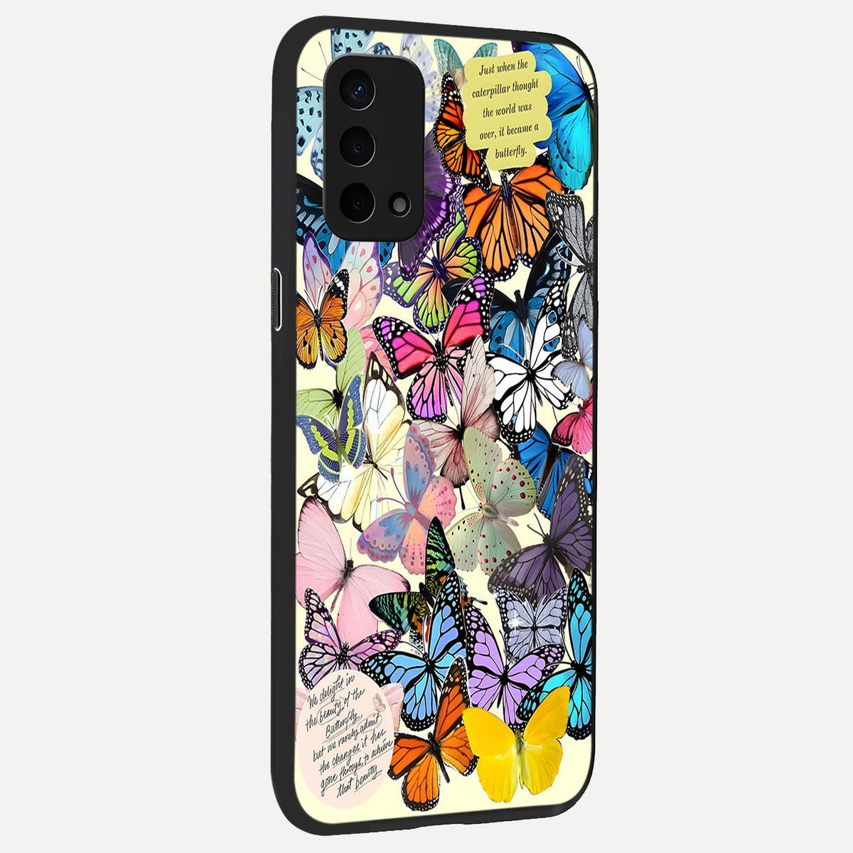 Butterflies Petal Dream back cover For Oppo A74 5G slim fit glass case with vibrant aesthetic design