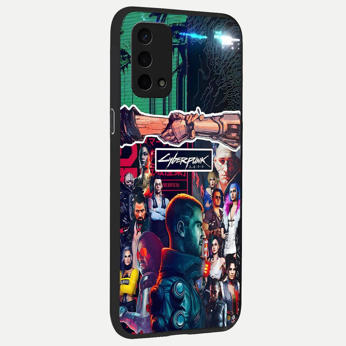 CYBERPUNK Legacy back cover For Oppo A74 5G slim fit glass case with vibrant aesthetic design