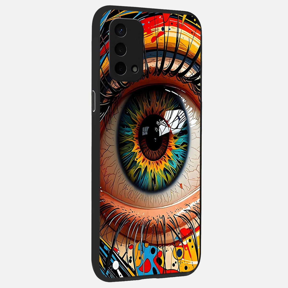 Colorful Eye back cover For Oppo A74 5G slim fit glass case with vibrant aesthetic design