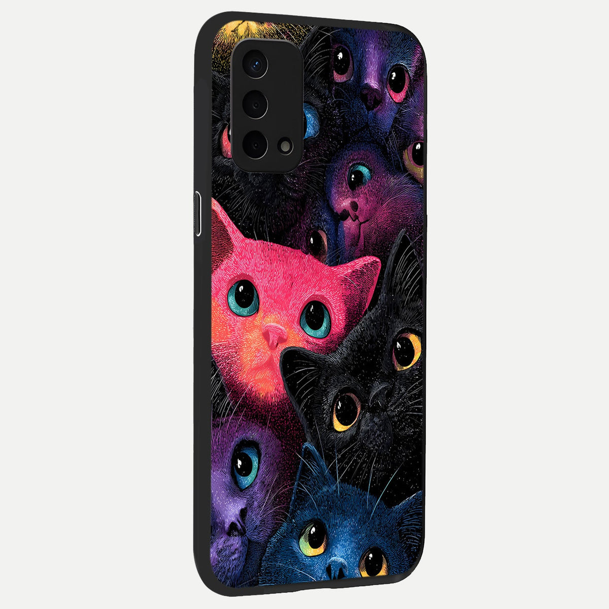 Cosmic Cats Dreams back cover For Oppo A74 5G slim fit glass case with vibrant aesthetic design