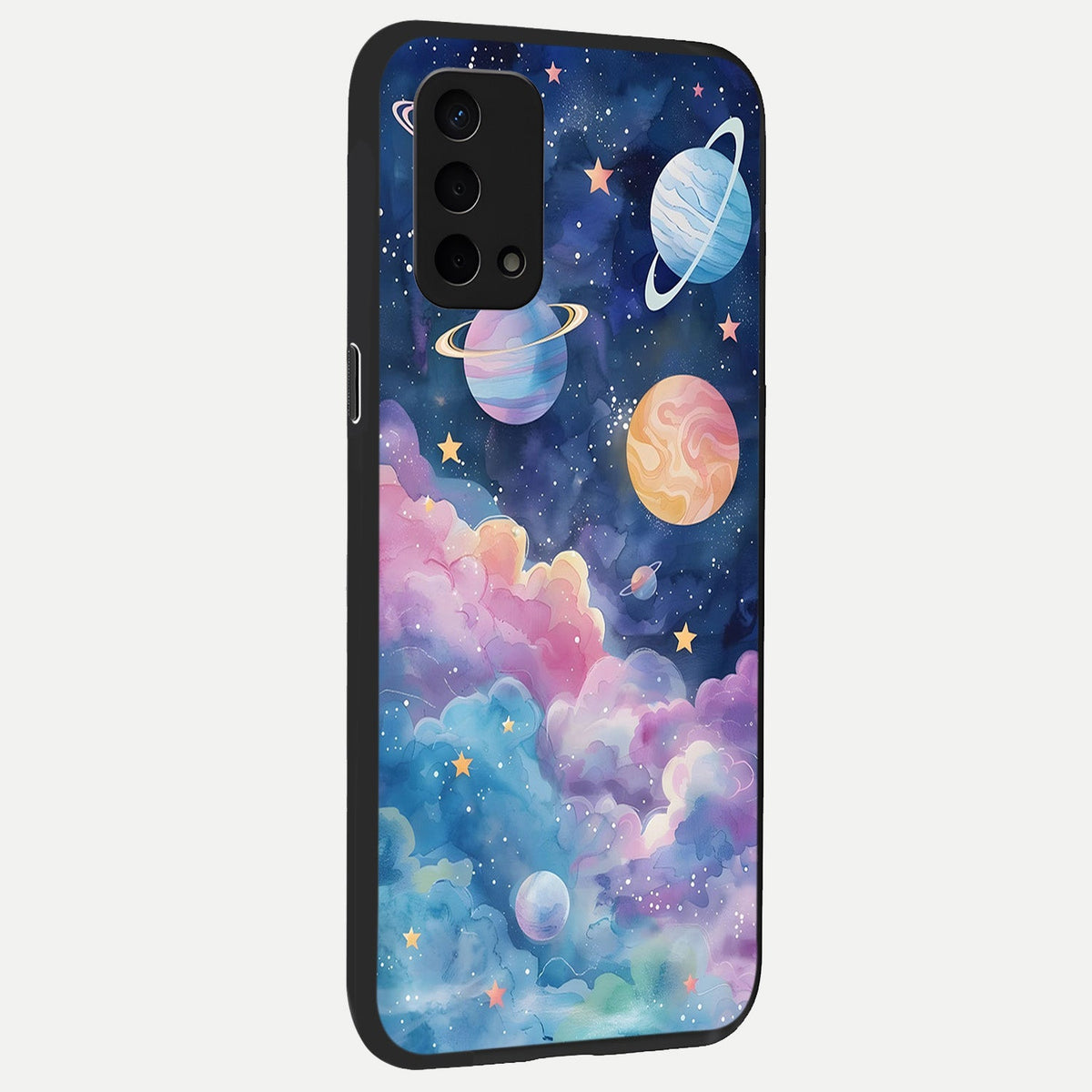 Cosmic Planet Dreams back cover For Oppo A74 5G slim fit glass case with vibrant aesthetic design