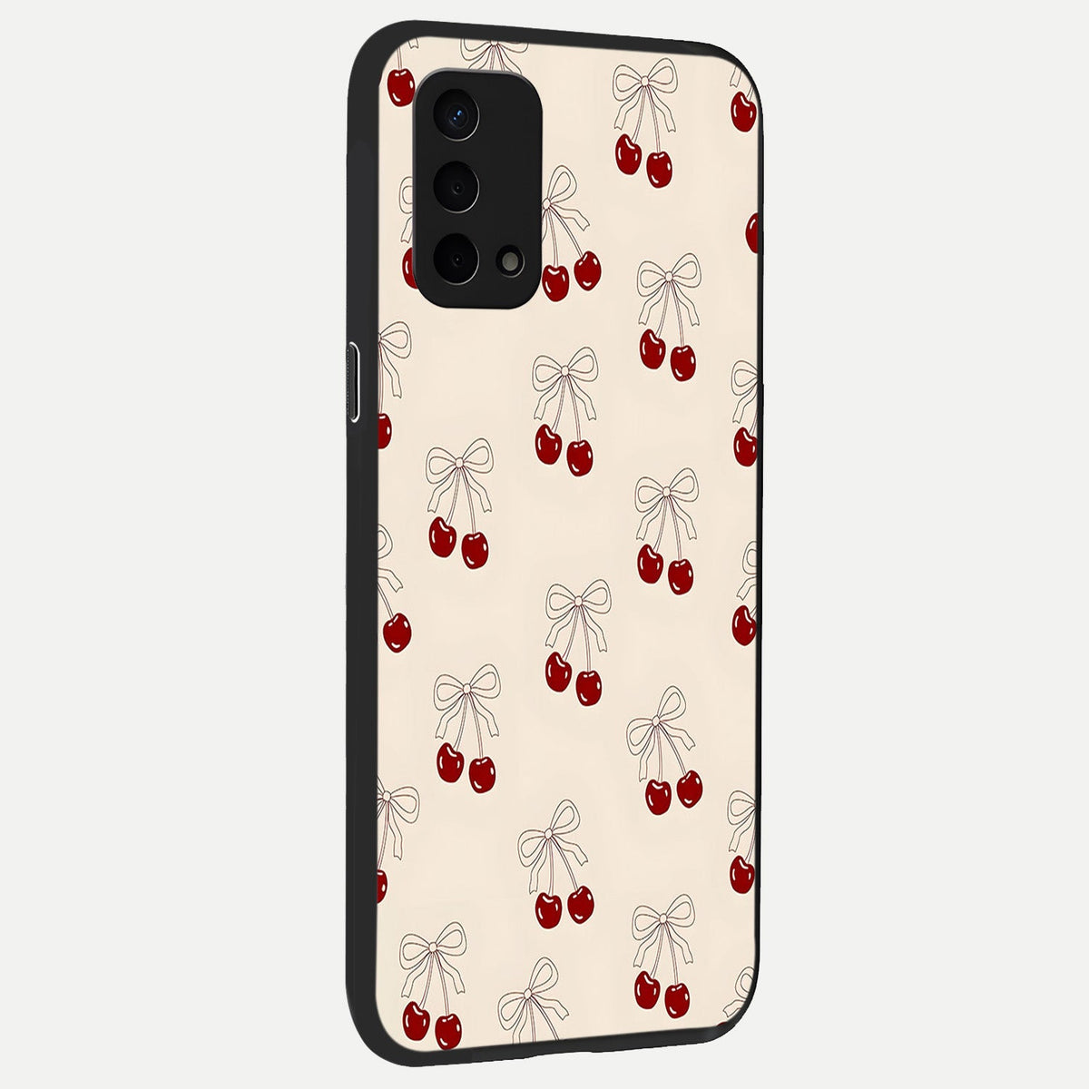 Cute Cherry Pattern back cover For Oppo A74 5G slim fit glass case with vibrant aesthetic design