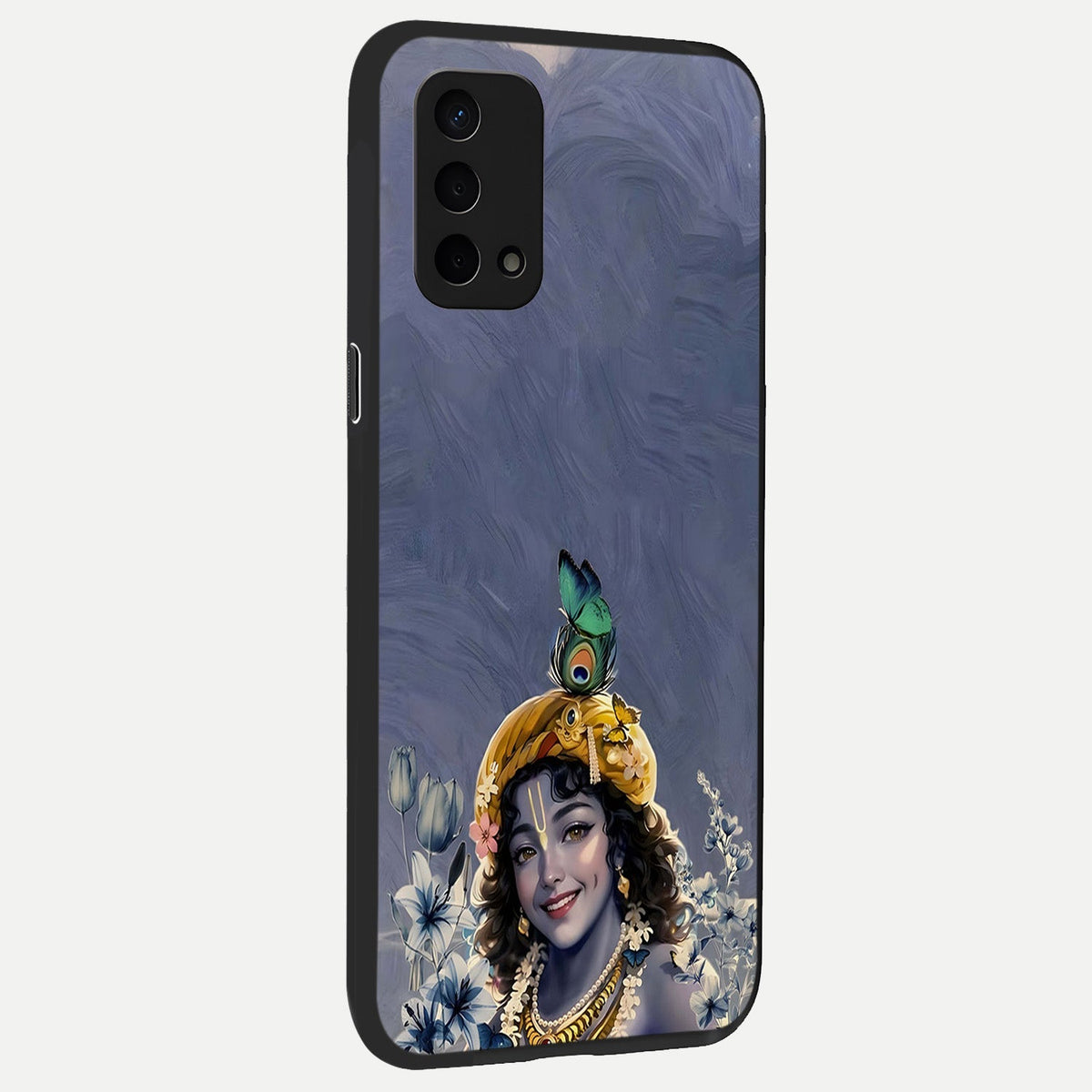 Lord Krishna back cover For Oppo A74 5G slim fit glass case with vibrant aesthetic design