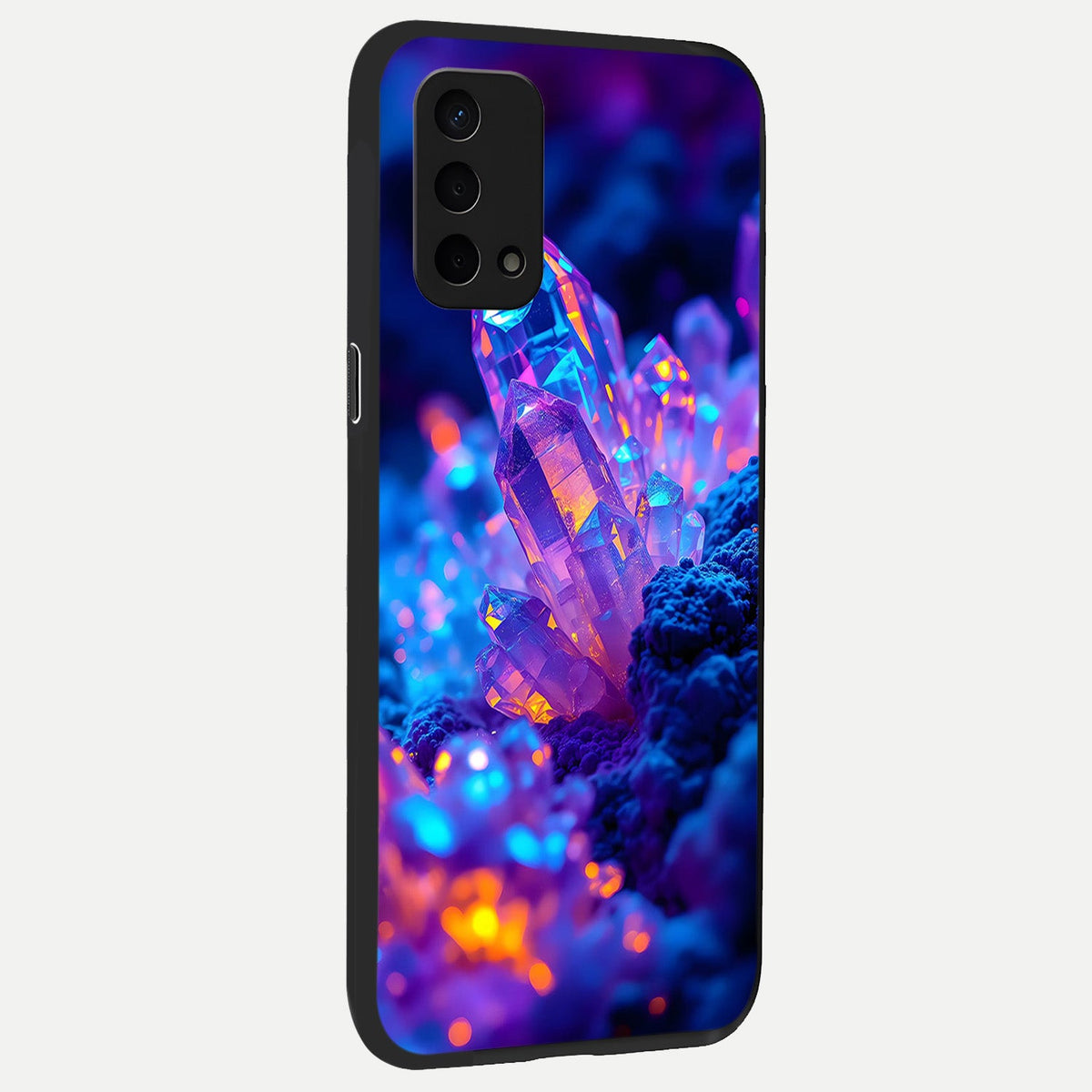 Neon Aura Shards back cover For Oppo A74 5G slim fit glass case with vibrant aesthetic design