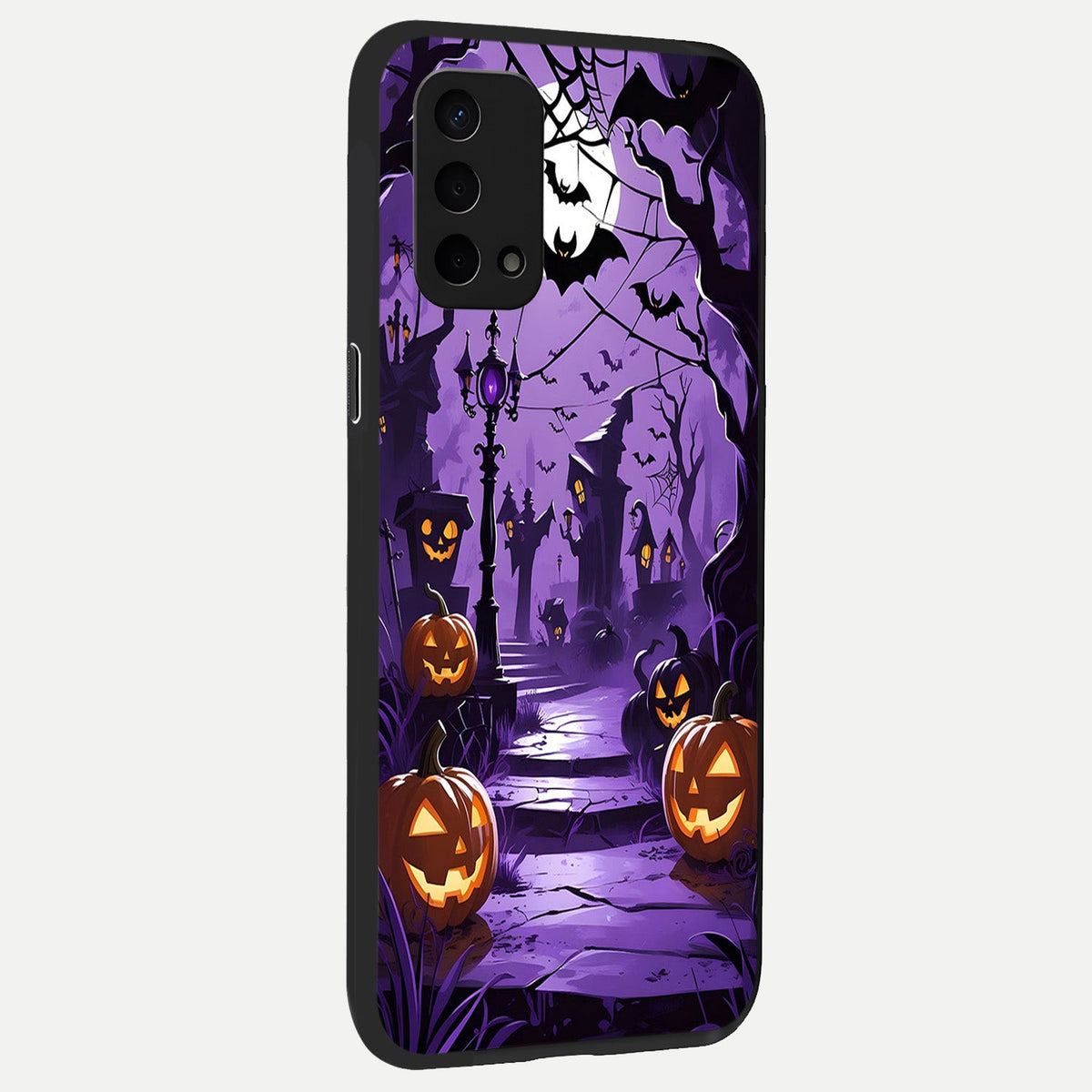 Pumpkin Patch Halloween back cover For Oppo A74 5G slim fit glass case with vibrant aesthetic design