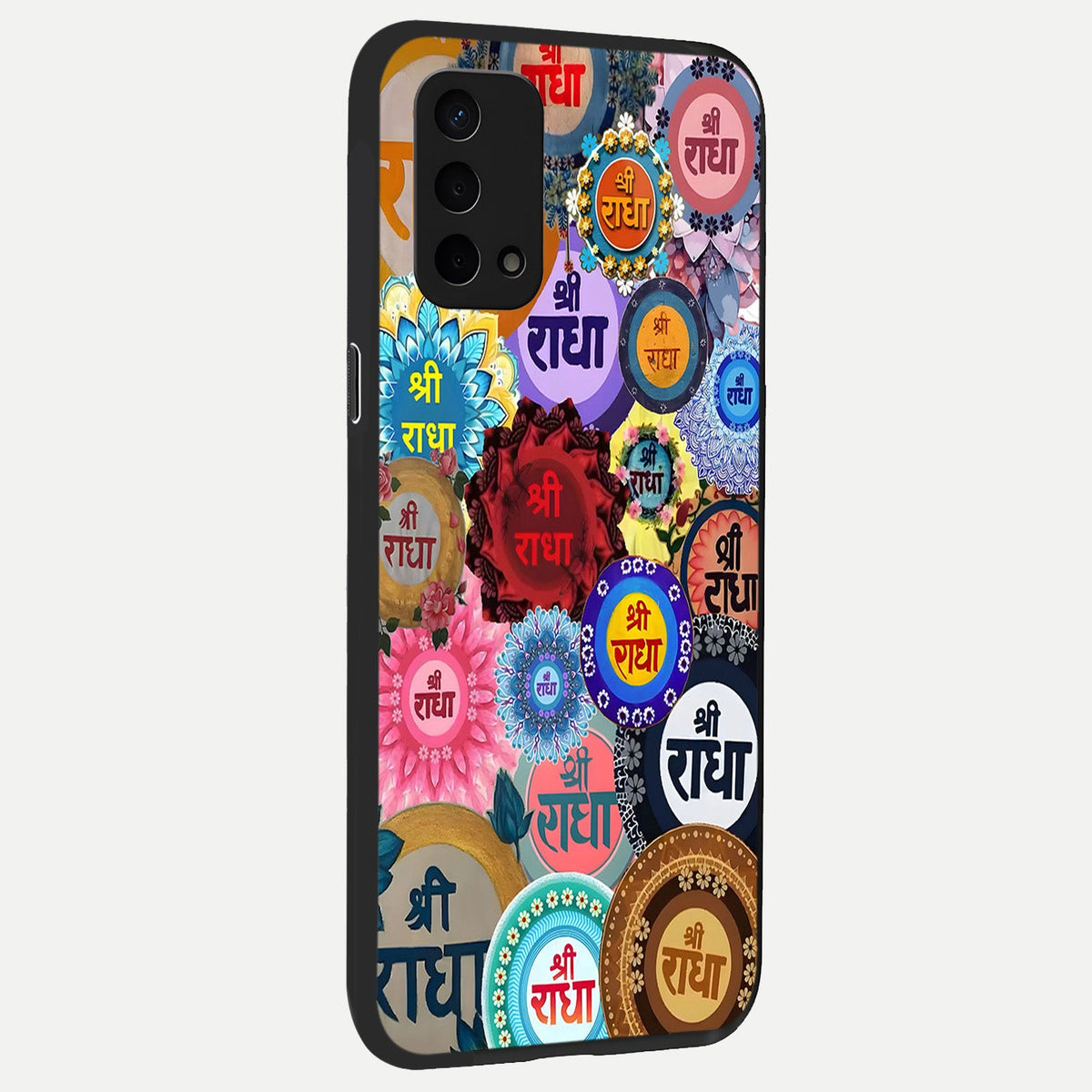 Radha Divine Bloom back cover For Oppo A74 5G slim fit glass case with vibrant aesthetic design
