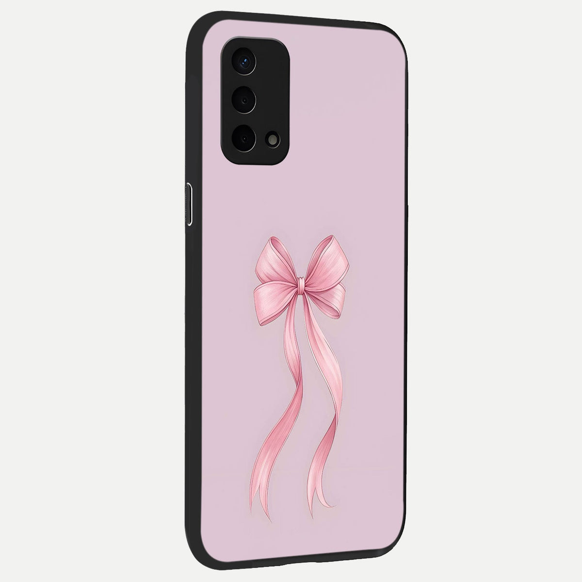Soft Blush Bow back cover For Oppo A74 5G slim fit glass case with vibrant aesthetic design