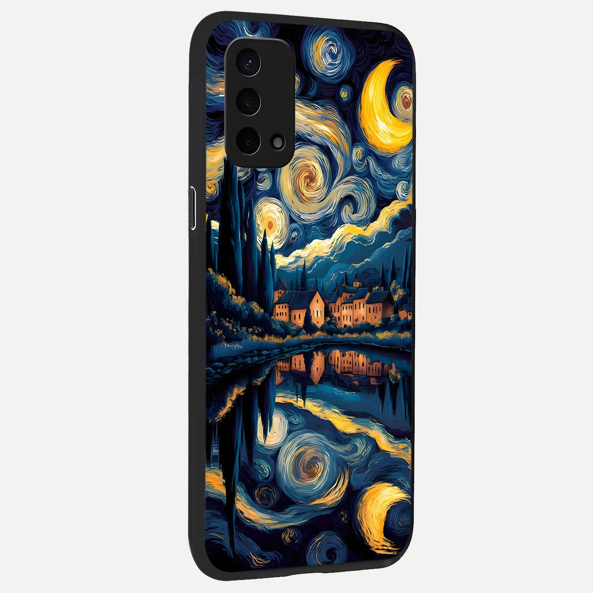 Starry Sky Serenity back cover For Oppo A74 5G slim fit glass case with vibrant aesthetic design