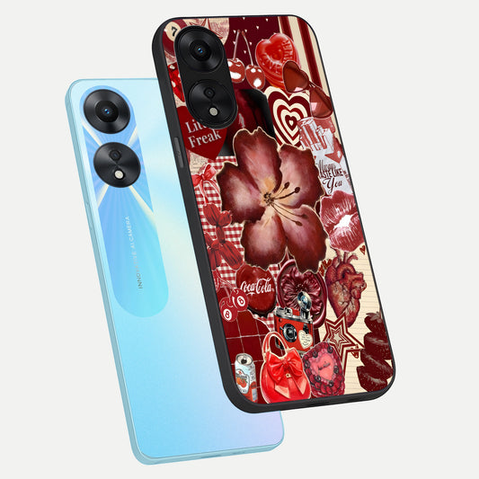 Aesthetic Little Freak phone case For Oppo A78 5G showing premium glass back cover with detailed artwork