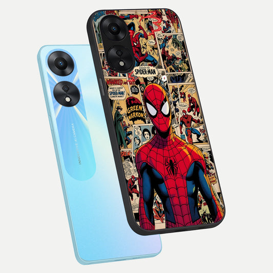 Aesthetic Spider phone case For Oppo A78 5G showing premium glass back cover with detailed artwork
