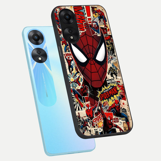Aesthetic Wonder Spider phone case For Oppo A78 5G showing premium glass back cover with detailed artwork