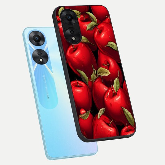 Apple Pattern phone case For Oppo A78 5G showing premium glass back cover with detailed artwork