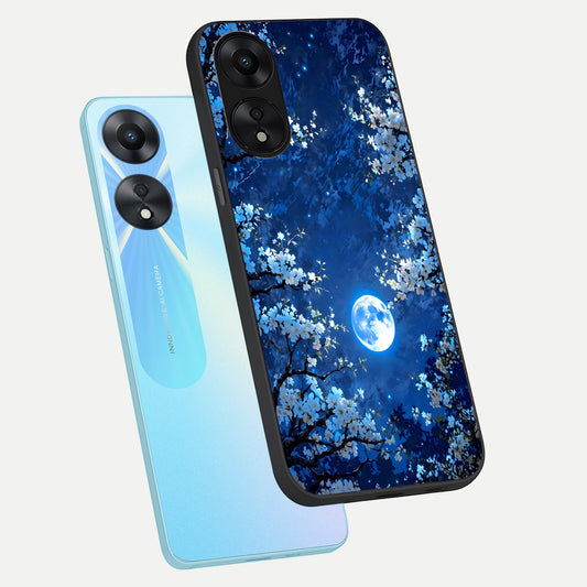 Blossom Moonlight Sky phone case For Oppo A78 5G showing premium glass back cover with detailed artwork