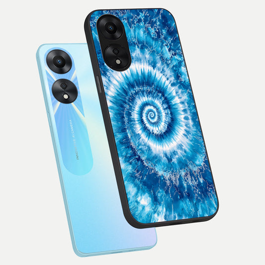 Blue Galaxy Wave phone case For Oppo A78 5G showing premium glass back cover with detailed artwork