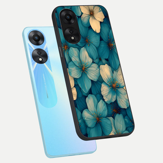 Blue Shade Floral phone case For Oppo A78 5G showing premium glass back cover with detailed artwork