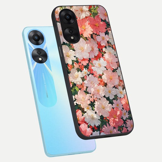 Blush Bloom Field phone case For Oppo A78 5G showing premium glass back cover with detailed artwork