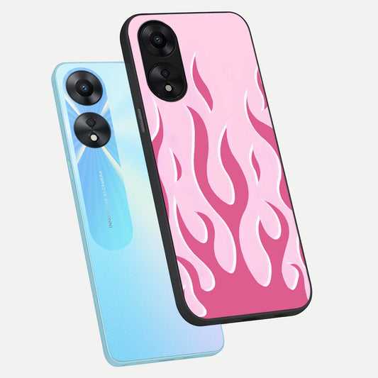 Blush Flame Energy phone case For Oppo A78 5G showing premium glass back cover with detailed artwork