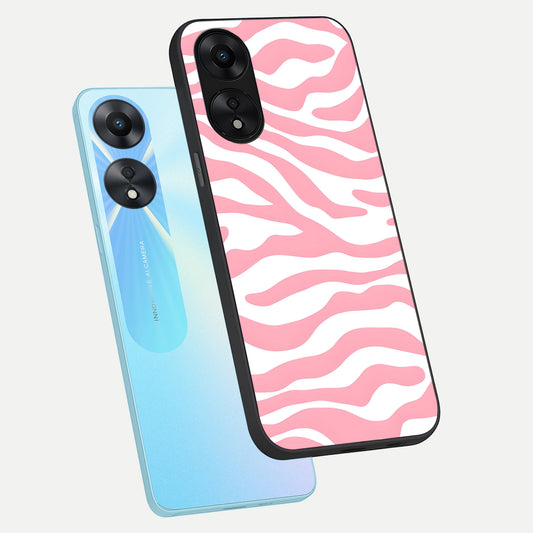 Blush Zebra Flow phone case For Oppo A78 5G showing premium glass back cover with detailed artwork