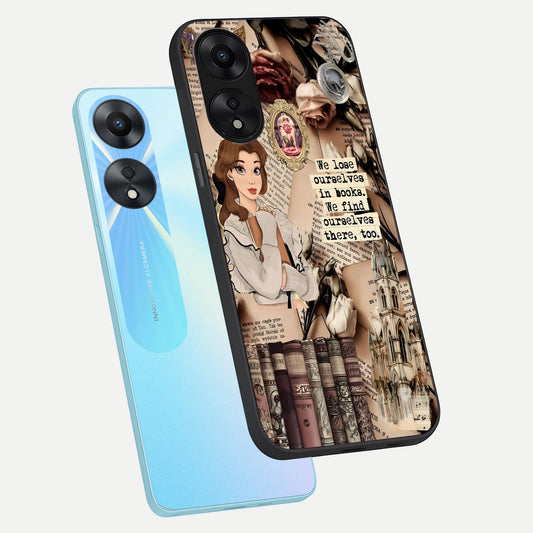 Bookish Dream World phone case For Oppo A78 5G showing premium glass back cover with detailed artwork