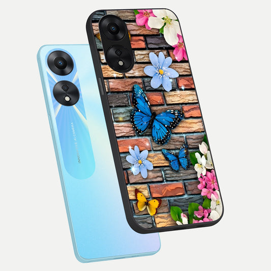 Brick Bloom Flight phone case For Oppo A78 5G showing premium glass back cover with detailed artwork