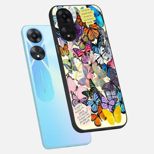 Butterflies Petal Dream phone case For Oppo A78 5G showing premium glass back cover with detailed artwork