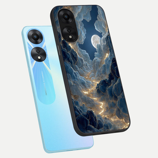Celestial Cloud Road phone case For Oppo A78 5G showing premium glass back cover with detailed artwork