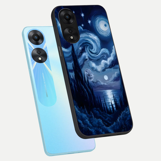Celestial Dream Van Gogh phone case For Oppo A78 5G showing premium glass back cover with detailed artwork
