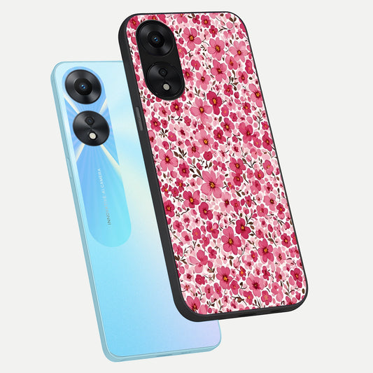 Cherry Blossom Charm phone case For Oppo A78 5G showing premium glass back cover with detailed artwork