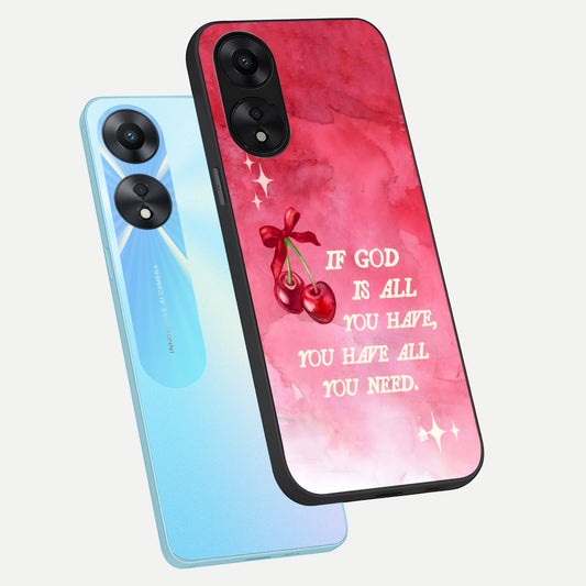 Cherry Quote phone case For Oppo A78 5G showing premium glass back cover with detailed artwork