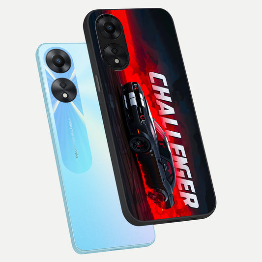 Crimson Challenger Fury phone case For Oppo A78 5G showing premium glass back cover with detailed artwork