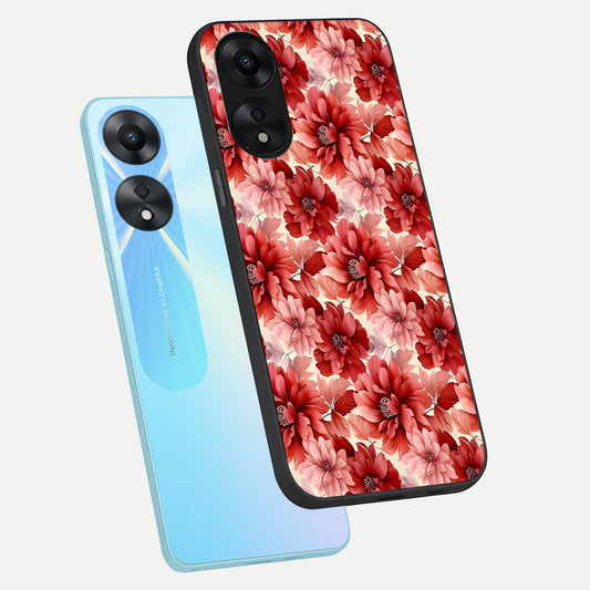 Crimson Love Petals phone case For Oppo A78 5G showing premium glass back cover with detailed artwork