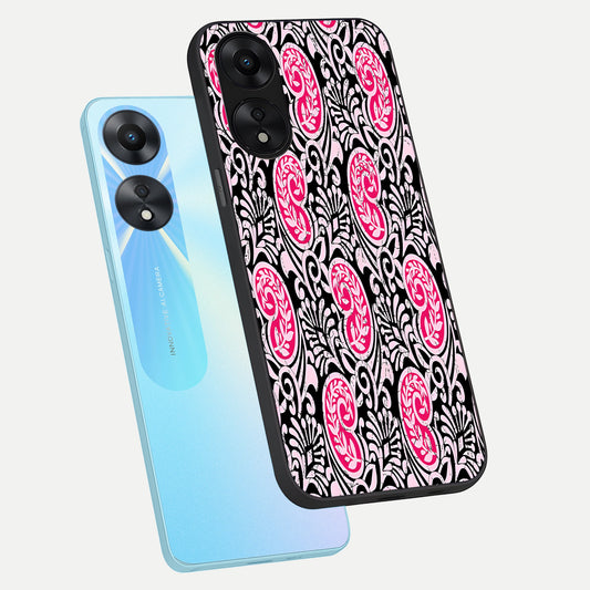 Crimson Paisley Charm phone case For Oppo A78 5G showing premium glass back cover with detailed artwork