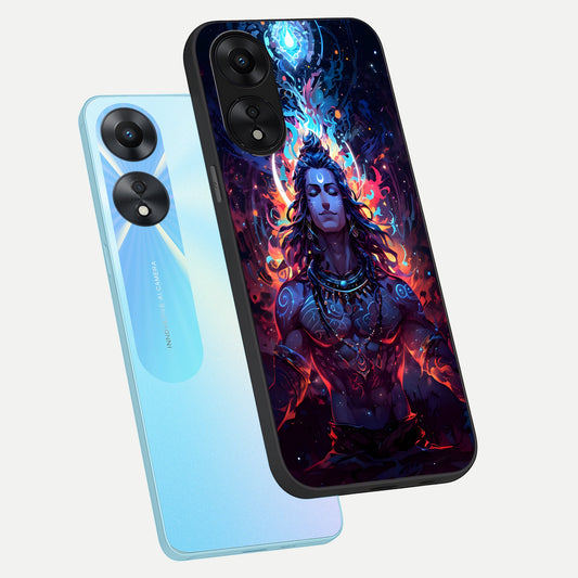 Divine Fire Shiv phone case For Oppo A78 5G showing premium glass back cover with detailed artwork