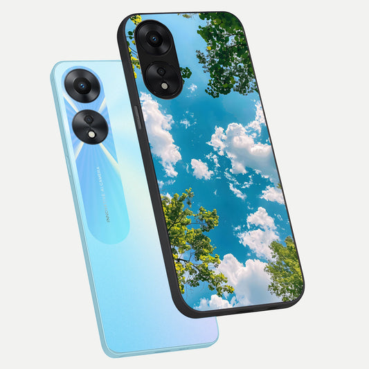 Green Moon Energy phone case For Oppo A78 5G showing premium glass back cover with detailed artwork