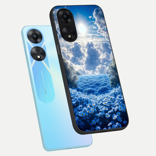 Heavenly Daisy Horizon phone case For Oppo A78 5G showing premium glass back cover with detailed artwork