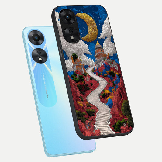 Heavenly Moon Path phone case For Oppo A78 5G showing premium glass back cover with detailed artwork