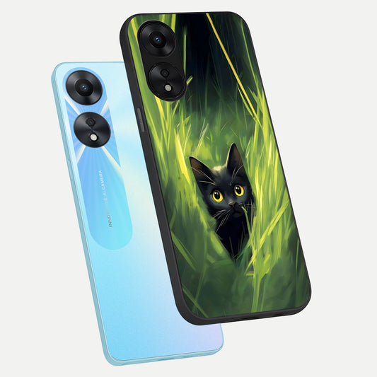 Hidden Cat Whisper phone case For Oppo A78 5G showing premium glass back cover with detailed artwork