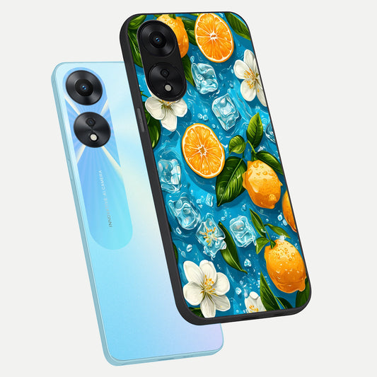 Ice Cube With Orange phone case For Oppo A78 5G showing premium glass back cover with detailed artwork