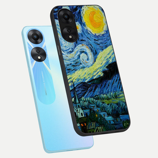 Inspired Van Gogh Art phone case For Oppo A78 5G showing premium glass back cover with detailed artwork